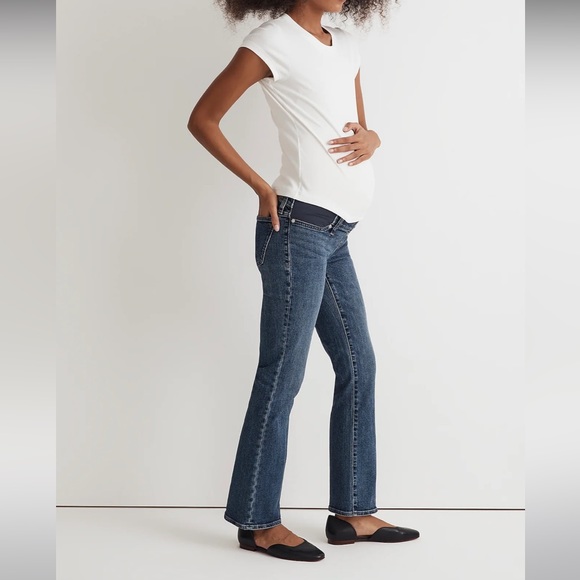 NWOT Madewell The Maternity Side-Panel Kick Out Crop Jeans in Arlen Wash - 25 - Picture 2 of 9